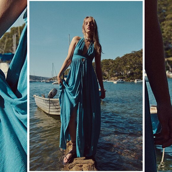 Free People NWT RARE Look Into The Sun Maxi Dress Endless Summer - Picture 3 of 5